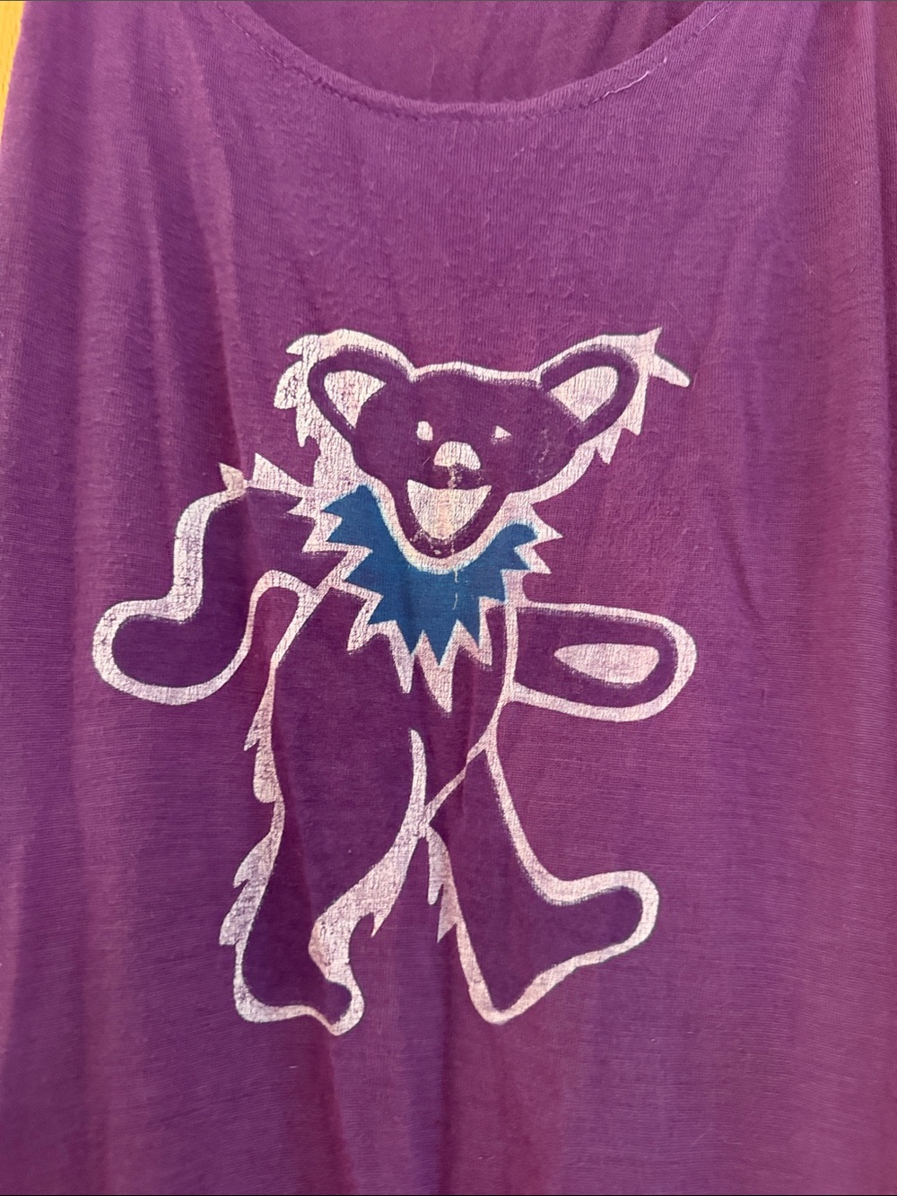 Purple Tie-Dye Grateful Dead Bear Tank Dress, tunic style top L - Picture 3 of 4